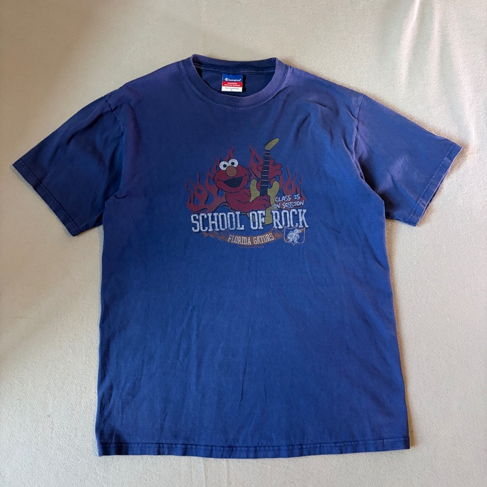 Champion Mens Florida Gators Elmo School of Rock Graphic Tee Navy Blue L 2006